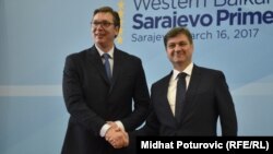 Premijer Srbije Aleksandar Vučić sa predsjedavajućim Vijeća ministra BiH Denisom Zvizdićem u Sarajevu,16. marta 2017.