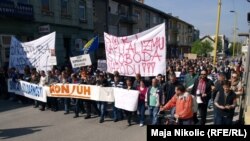 Sa prvomjaskog radničkog protesta u Tuzli 2014.