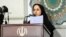 Sahar Mehrabi, a student, gave a speech on the present problems in Iran in a meeting with Ali Khamenei