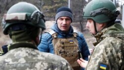 Мэр Кіева наведвае блёк-пост у Кіеве, 6 сакавіка 2022