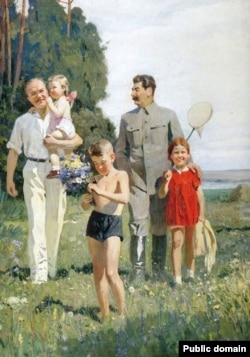В. Ефанов. Сталин и Молотов с детьми. 1947