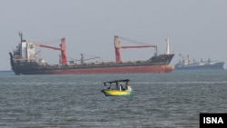 A cargo ship pictured near Bandar Abbas in southern Iran
