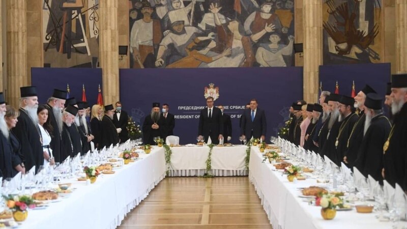 Vučić i Dodik na ručku sa Porfirijem i episkopima SPC