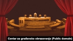 Ilustracija za poslaničke aktivnosti i primanja u publikaciji "Politički teatar na račun građana i građanki".