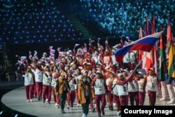 Delegația Rusiei la ceremonia de deschidere a Jocurilor.