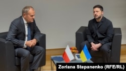 Президент України Володимир Зеленський зустрічається з прем’єр–міністром Польщі Дональдом Туском. Брюссель, Бельгія, 15 жовтня 2026 року