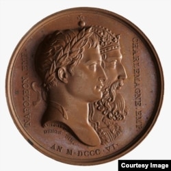 Медаль с профилями Наполеона и Карла Великого. 1806. Художник Бертран Андрие.