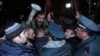 Armenia - Opposition leader Zhirayr Sefilian appeals to riot police as they clash with protesters in Yerevan, 1Dec2015.