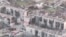 A collage showing Oleshky's hospital (top left), devastated residential areas (right), and floodwaters in the Ukrainian city in 2023 (bottom left).