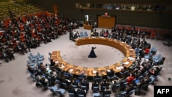 Съветът за сигурност на ООН заседава по предложение за прекратяване на огъня в Газа и гласуване на заложническа сделка в централата на ООН в Ню Йорк, 22 март 