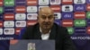 Kazakh national soccer team coach Stanislav Cherchesov at a press conference after the Kazakhstan-Slovenia game on October 13. 