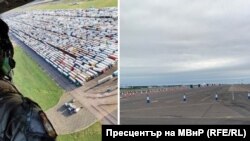 Кадри от летище "Менстън" на 25 декември (вляво) и празната писта на следващия ден, 26 декември