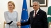 Pakistanski ministar spoljnih poslova Išak Dar (Ishaq Dar) rukuje se sa šeficom spoljne politike EU Kajom Kalas (Kallas) uoči njihovog sastanka u Ministarstvu spoljnih poslova u Islamabadu 1. juna 2026. godine.