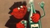 1930-njy ýyldaky alkogolizme garşy Sowet plakaty. Alkogolly içgä &ldquo;medeni rewolýusiýanyň duşmany&rdquo; diýlipdir. Suratyň ýüzünde: &ldquo;Medeni rewolýusiýanyň duşmanyny ur!&rdquo; diýen ýazgy bar.