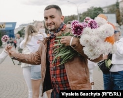 Сьцяпан Латыпаў, акцыя каля Камароўскага рынку ў Менску, 11 жніўня 2020