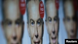 Copies of "A Journey," the political memoirs of former British Prime Minister Tony Blair, on display at a bookshop in London