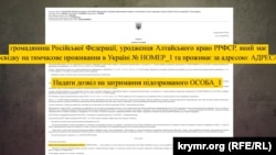 Копія ухвали про підозру та розшук громадянина Росії через порушення правил міжнародних польотів