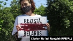 Protest în fața Ambasadei R. Belarus la Chișinău, 13 august 2020