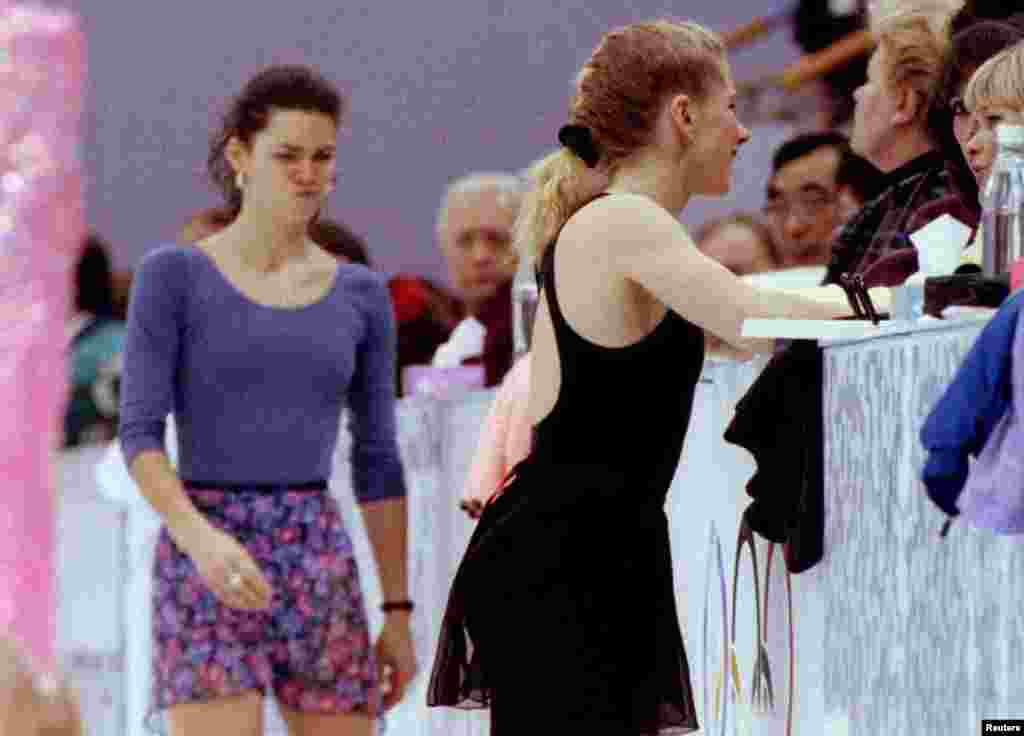 Harding&#39;s main team competitor, Nancy Kerrigan (left), was attacked after a practice by an assailant who struck her leg with an iron bar. After Harding pleaded guilty to hindering the prosecution, she was banned for life from figure skating. In 2008, Harding made a short-lived foray into television as a commentator on TruTV Presents: World&#39;s Dumbest.