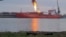 The Turkish tanker Ordina after a Russian drone strike on November 17. The vessel, moored in Ukraine, was photographed from the Romanian side of the Danube.