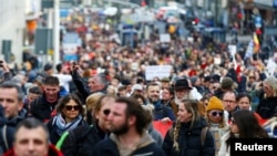 Одна из акций протеста в Германии против ковидных ограничений, Кассель, 20 марта