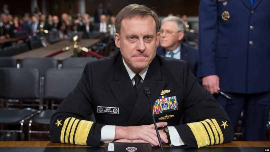 The U.S. Cyber Command chief, director of the National Security Agency (NSA), and chief of Central Security Services, Navy Admiral Michael Rogers, appears before the Senate Armed Services Committee on May 9.