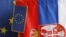 Zastave Srbije i EU, ilustracija