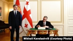Predsednik Srbije Alkesandar Vučić sastao se predsednikom Gruzije Mihailom Kavelašvilijem. 