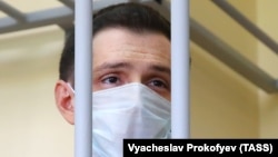 Former U.S. Marine Trevor Reed in a Moscow courtroom in July 2020