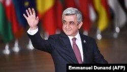 BELGIUM -- Armenian President Serzh Sarkisian arrives for an EU Eastern Partnership summit with six eastern partner countries at the European Council in Brussels, November 24, 2017