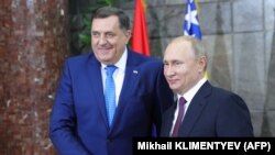 Predsjednik Ruske Federacije Vladimir Putin sa Miloradom Dodikom, srpskim članom tročlanog Predsjedništva Bosne i Hercegovine u Beogradu 7. januara 2019. godine 