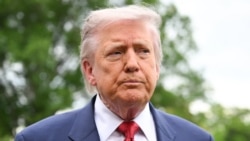 US President Donald Trump speaks to reporters at the White House on May 8.