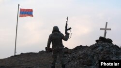 Armenia - A soldier at an Armenian army post on the border with Azerbaijan, November 12, 2021