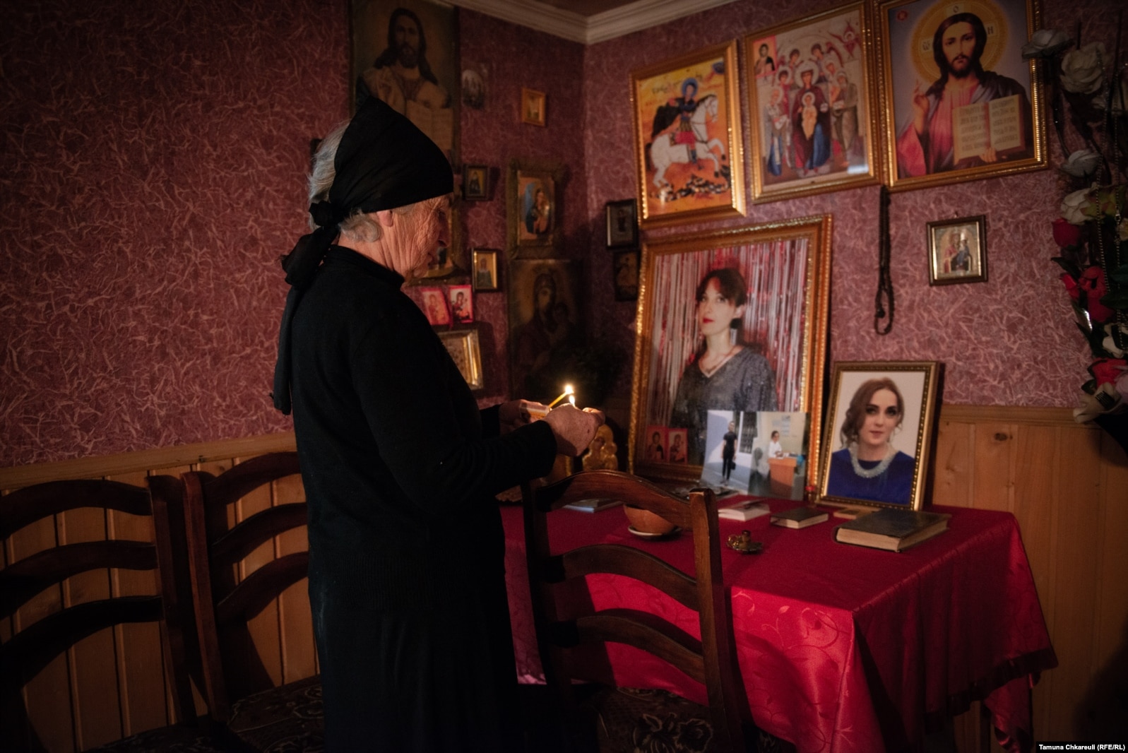 Every day, Manana Kobakhidze lights a candle in her daughter-in-law's former bedroom.
