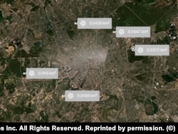 A Planet Labs satellite image shows a number of S-400 air-defense positions that have emerged around central Moscow.