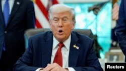 د امريکا ولسمشر ډانلډ ټرمپ په سپینه ماڼۍ کې خبرې کوي ـ انځور له ارشيفه