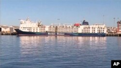 Nava MV Bahijah, cu ovine și bovine la bord, în portul Fremantle, din Australia, vineri, 2 februarie. Stop-cadru dintr-o înregistrare video. 