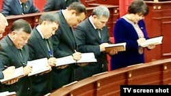 Turkmenistan -- Parliament members at the session held by the President of Turkmenistan, Ashgabat, 20Jan2011