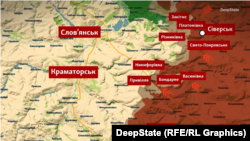 Слов'янський та Краматорський напрямки на мапі DeepState станом на 23 лютого 2026 року