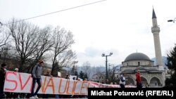 Сараево. Антиправительственная демонстрация в столице Боснии 27 февраля 2014 г.