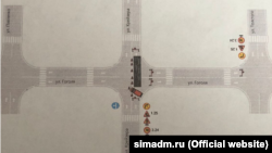 Схема организации дорожного движения на пересечении улиц Гоголя и Крейзера в Симферополе