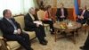 Armenia - President Serzh Sarkisian (R) meets with the U.S., French and Russian co-chairs of the OSCE Minsk Group in Yervan, 2Mar2012.