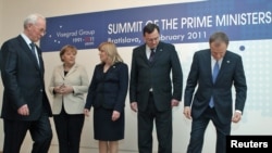 Participants at a summit of leaders of the Visegrad Group in Bratislava