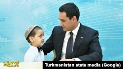 Turkmen President Serdar Berdymukhammedov visits an Ashgabat orphanage in May 2022.