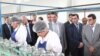 Nagorno-Karabakh - Armenian Prime Minister Tigran Sarkisian (C) visits a food-processing plant in the Askeran district, 1Aug2011.