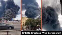 La 3 mai, dronele ucrainene loveau portul petrolier rusesc Tuapse pentru a patra oară (colaj foto RFE/RL) 