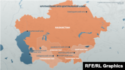 Марказий Осиёнинг энг йирик НҚИЗлари минтақа харитасида