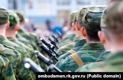 Russian troops in formation in occupied Crimea in 2016