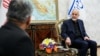 Iranian parliament speaker Mohammad Baqer Qalibaf (right) meets with Pakistan's Interior Minister Mohsin Naqvi in Tehran on May17