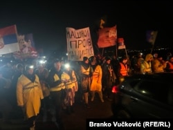 Studenti u protestnoj šetnji od Beograda do Kragujevca, Orašac, Srbija, 12. februar 2025.